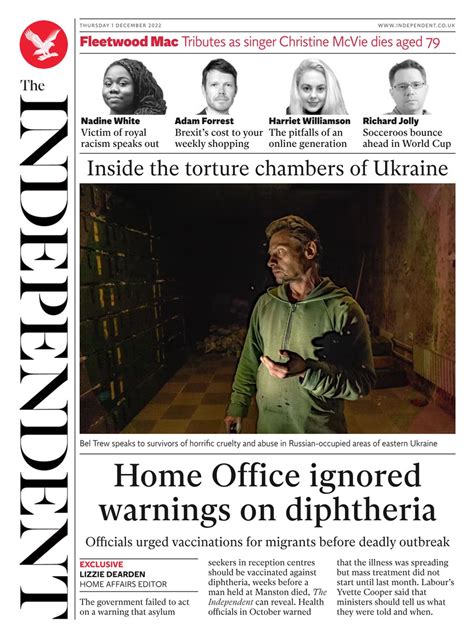 Independent Front Page St Of December Tomorrow S Papers Today