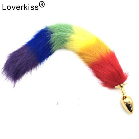 Loverkiss Metal Butt Plug Tail Colorful Man Made Fox Tail Anal Tail Plug Anal Sex Toys For Men