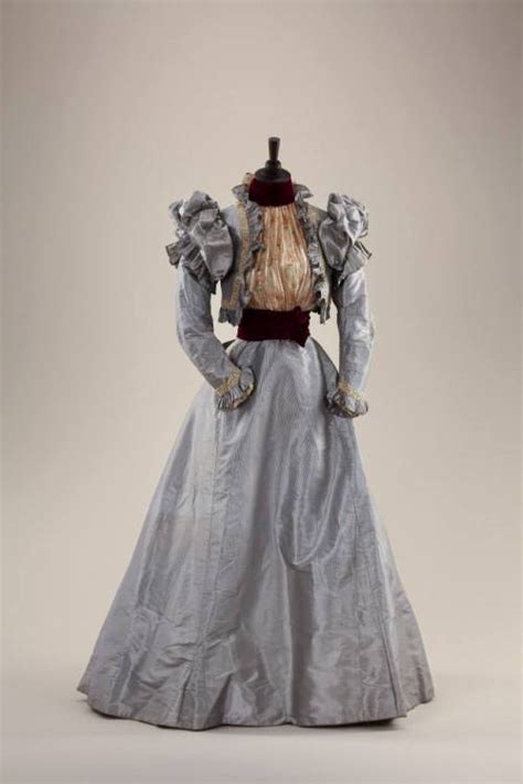 Ephemeral Elegancevelvet Trimmed Silk Moire Day Dress Ca 1890svia