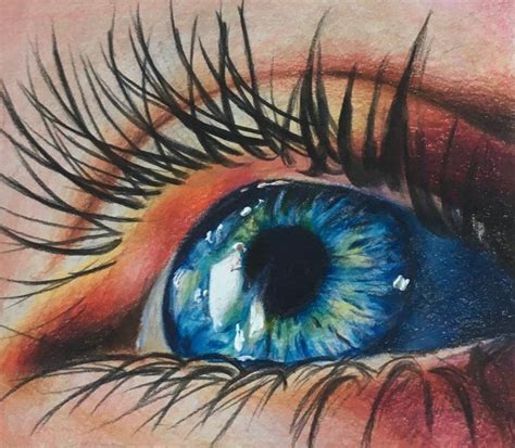 Colored Pencils Realistic Eye Drawing Blue Eye Photorealism Beautiful