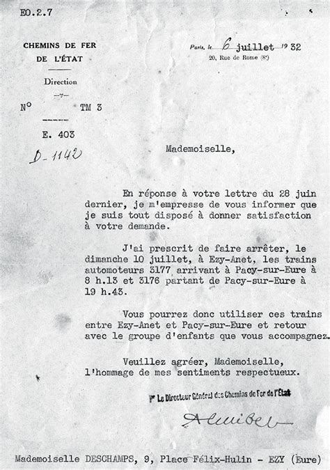 Lettre Pour Sncf 1932 Historail