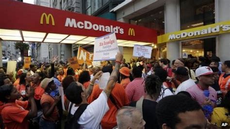 Us Fast Food Workers On Strike Over Pay Bbc News