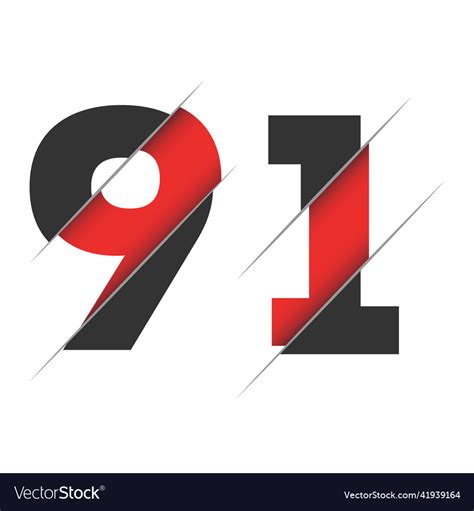 91 9 1 Number Logo Design With A Creative Cut Vector Image