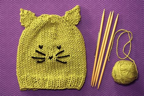 Free Knitting Pattern for a Child's Cat Hat