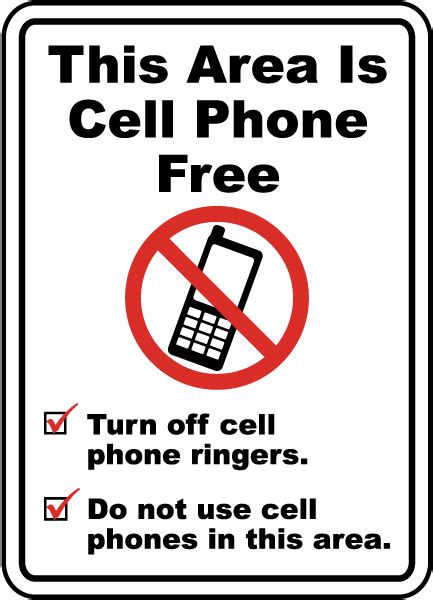 This Area Is Cell Phone Free Sign F7208 By