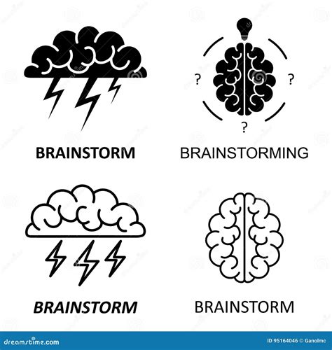 Set Of Brain Brainstorming Idea Creativity Logo And Icons Vector