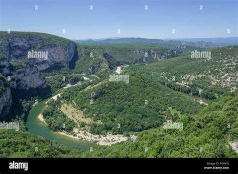 View Over Gorges De Lardèche Vallon Pont Darc Rhône Alpes France