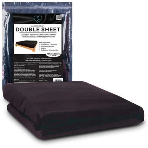 Eroticgel Waterproof Fitted Sheet Black Nuru Massage Double Size Nightimelover