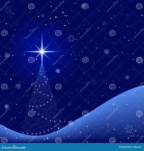 Peaceful Winter Night With Snowfall And Christmas Stock Vector