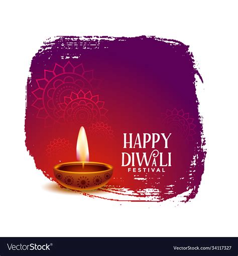 Happy Diwali Wishes Card Design With Realistic Vector Image