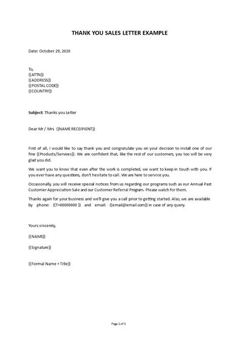 Formal Business Thank You Letter Template Master Template