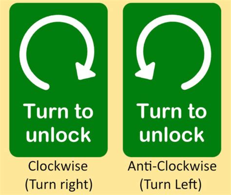 Turn To Unlock Adhesive Sticker Sign Anticlockwiseclockwise For