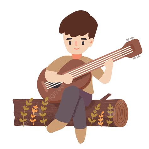 Niño Toca La Guitarra En Un Bosque En El Bosque Png Guitarra Chico