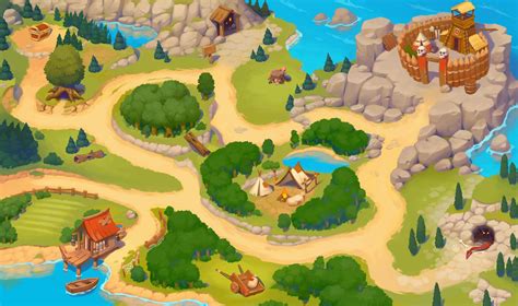 World Map And Characters For Mobile Game On Behance Иллюстрации