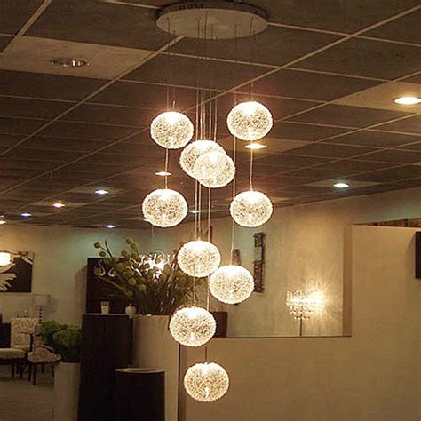 Modern Large Led Chandeliers Stair Long Globe Glass Ball Ceiling Lamp