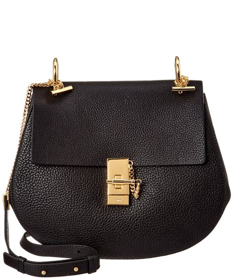 Chloé Chloe Drew Medium Leather Shoulder Bag In Black Modesens