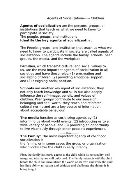 What Are The Agents Of Socialization Agents Of Socialization And