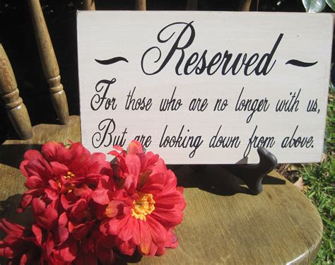 Rustic Wedding Sign Memorial Reserved For Those Who Are No