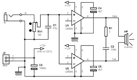 For the demonstration of this 32 watt power amplifier the circuit is constructed on a handmade pcb with the help of the schematic and pcb design files. 5W / 8 Ohms Bridge Amplifier based on Two LM380s - Amplifier Circuit Design