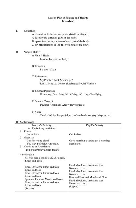 Detailed Lesson Plan In Science And Health Grade 3 Health Lesson