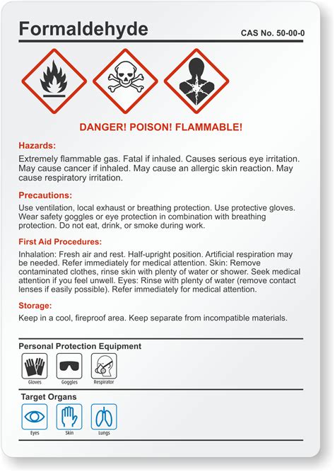 Chemical Hazard Formaldehyde Label SKU LB 4291