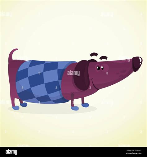 Cartoon Vector Illustration Of Cute Purebred Dachshund Dog In Sweater