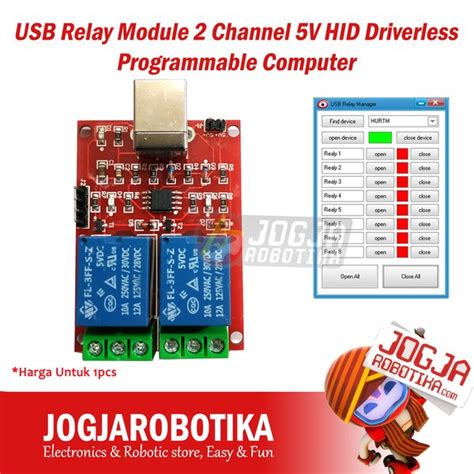 Jual Usb Relay Module 2 Channel 5v Usb Hid Driverless Programmable