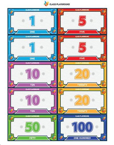 Printable Play Money 1 To 100