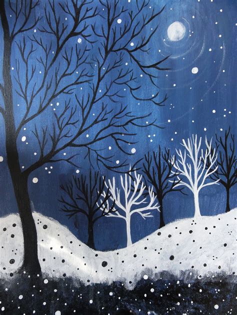 365 Days Of Winter Acrylic Painting Made By Me Winter Art Lesson