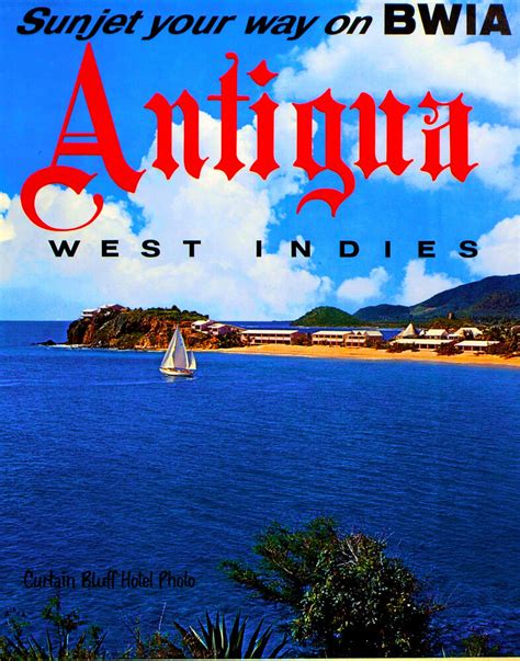 Antigua West Indies Caribbean Island Sun Vintage Travel