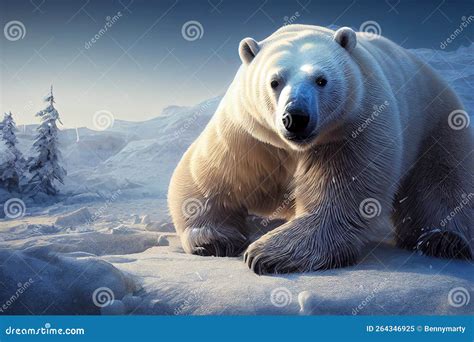 Orso Polare Nella Foresta Artica Dell Antartica Illustrazione Di Stock