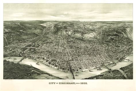 Vintage Map Cincinnati Ohio 1900