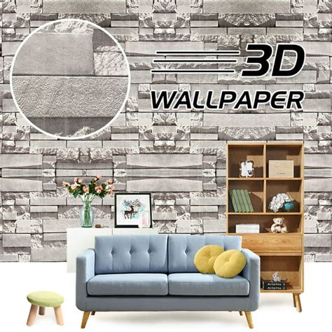 3d Wallpaper Bedroom Living Mural Roll Modern Faux Brick Stone Wall