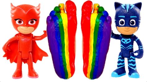 Learn Colors With Pj Masks Toys And Feet Painting Pj Masks And