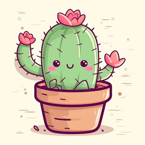 Premium AI Image Cute And Adorable Kawaii Cactus
