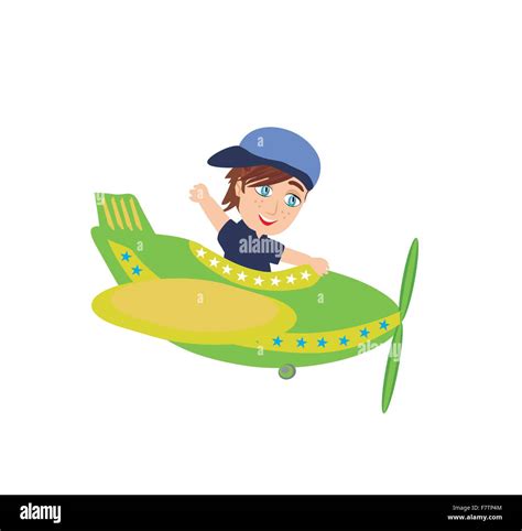 Little Boy Operating A Plane Stock Vector Image And Art Alamy