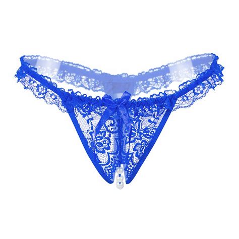 New Arrival Women Lace Open Back Crotch Sexy Panties Crotchless Beading