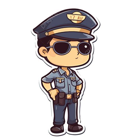 Police Officer Man Cartoon Sticker Vector Clipart Officer Officer
