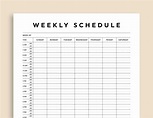 24 Hour Weekly Planner Printable