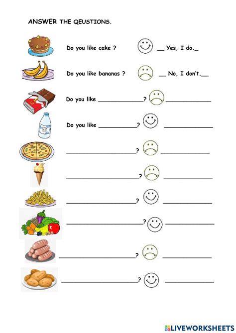 Do You Like Food Worksheet English Activities For Kids Learning