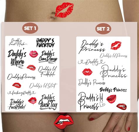 Sets Of Daddy Adult Temporary Tattoos Tramp Stamps Ddlg Fetish Sexy Tattoo Naughty Girl