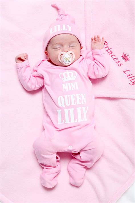 Personalised Mini Queen Babygrow And Hat Set Personalized Baby