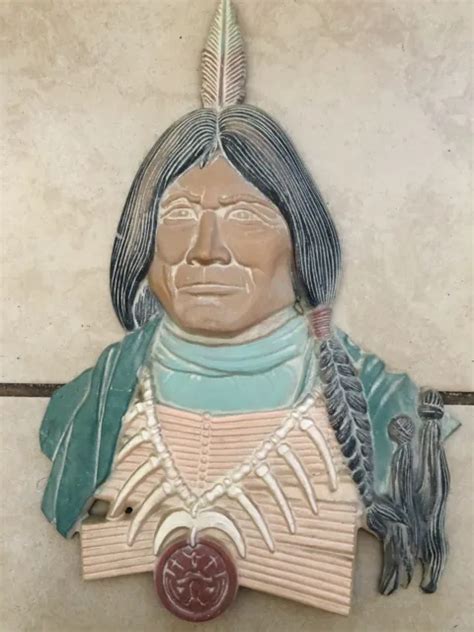 vintage native american indian chief metal hanging usa made by sexton 34 99 picclick