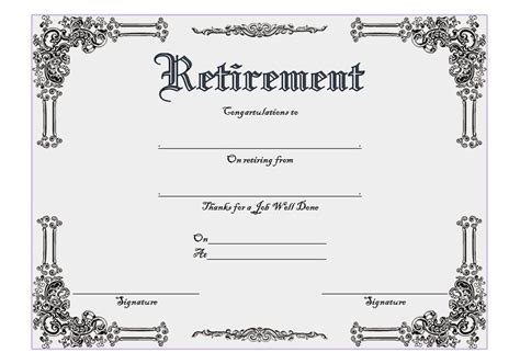 Free Printable Retirement Certificate Template Classic Style In 2021
