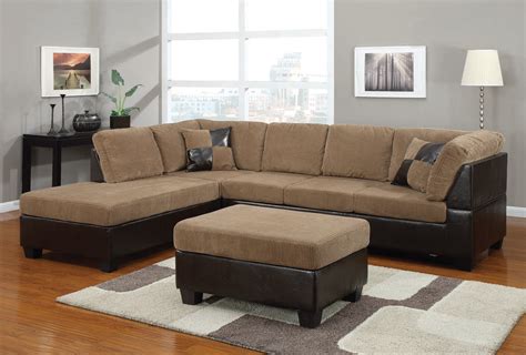 55945 Connell Sectional Sofa In Tan And Espresso By Acme