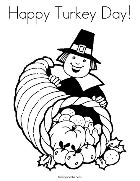Happy Turkey Day Coloring Page Twisty Noodle