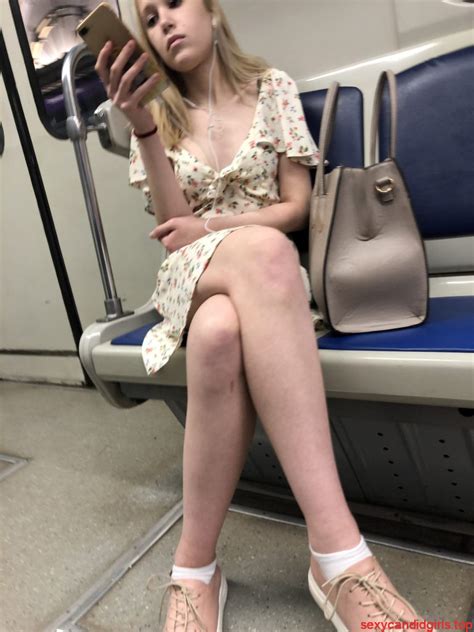 blonde   dress subway candid hot skinny legs sexy candid girls