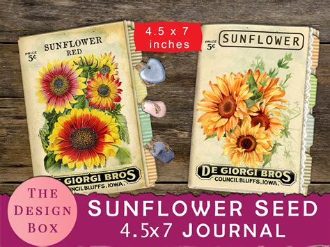 Sunflower Seed Packet Printable Journal Kit 45x7 Junk Etsy