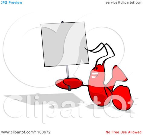 Clipart Of A Happy Red Lobster Holding A Sign Royalty Free Cgi