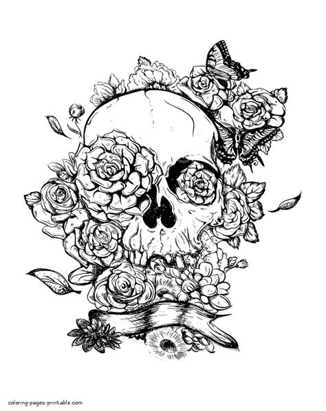 Awesome Skull Coloring Pages For Adults Coloring Pages